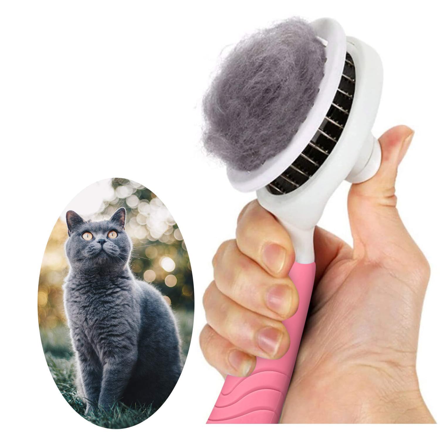 Zelfreinigende slickerborstel voor honden, katten en konijnen voor het verwijderen van losse haren en ondervacht