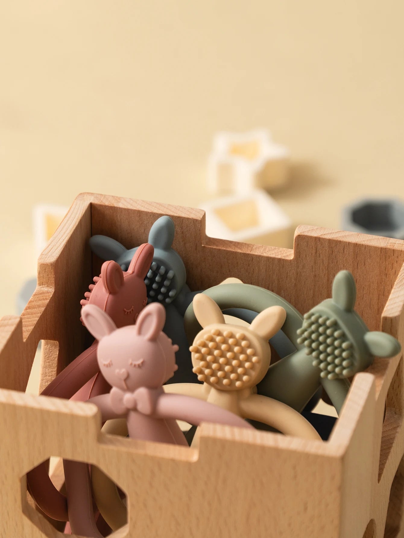 Siliconen konijnen bijtring voor baby's van BPA-vrij materiaal