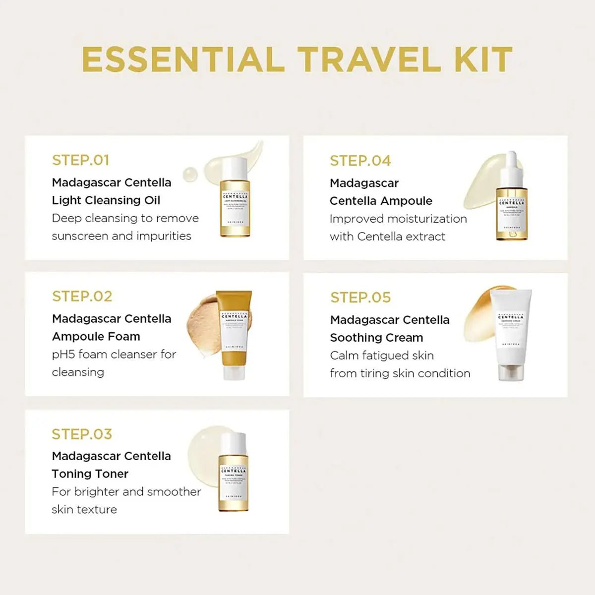 SKIN1004 Madagascar Centella Travel Kit | Complete Koreaanse Skincare Set | Reisformaat