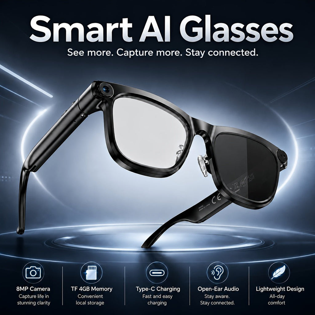 Slimme Bril met 8 MP Camera – AI-Vertaling, Bluetooth en Open-Oor Audio - Spotlights shopping