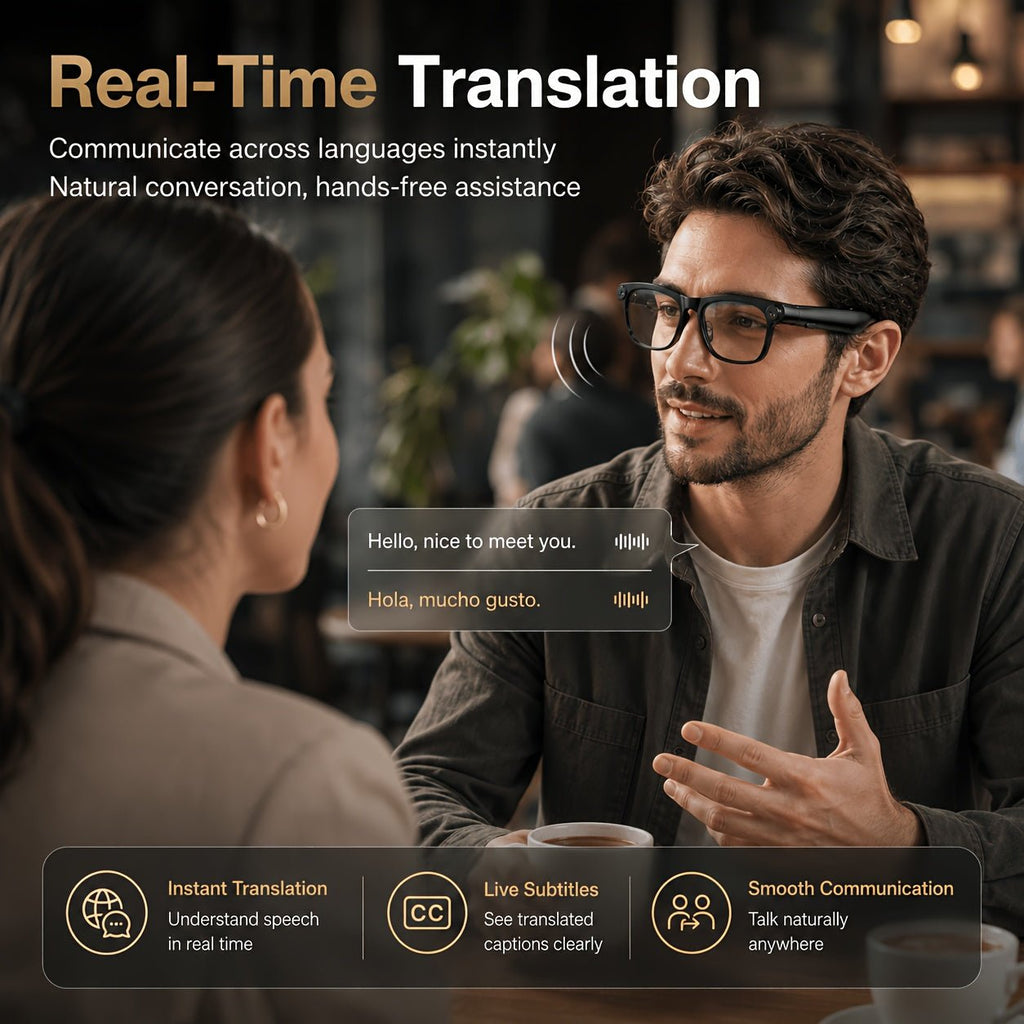 Slimme Bril met 8 MP Camera – AI-Vertaling, Bluetooth en Open-Oor Audio - Spotlights shopping