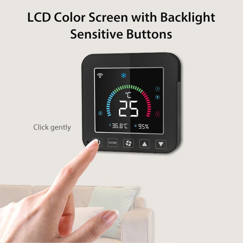 Smart WiFi IR Thermostaat met LCD-touchscreen, temperatuur- en vochtigheidssensor voor smart home
