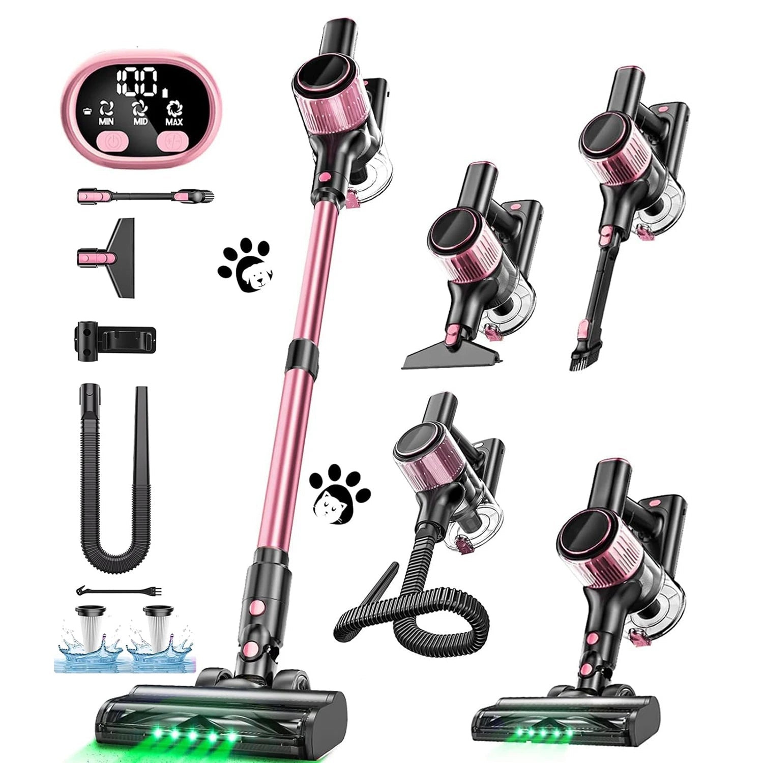 Draadloze steelstofzuiger met 500W motor, LED-display en HEPA-filter voor dagelijks schoonmaken