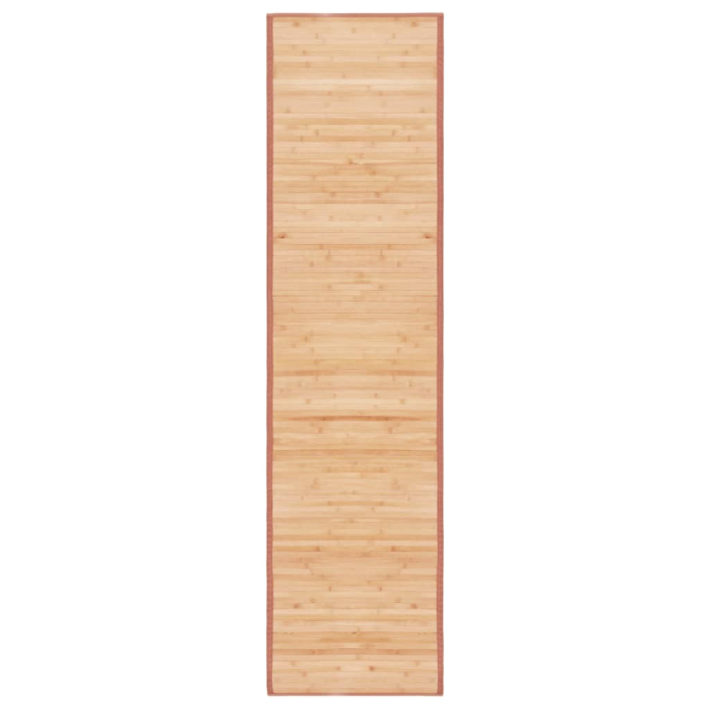 Bruin bamboe vloerkleed van 80x200 cm met antislip onderzijde voor woonkamer, hal of keuken