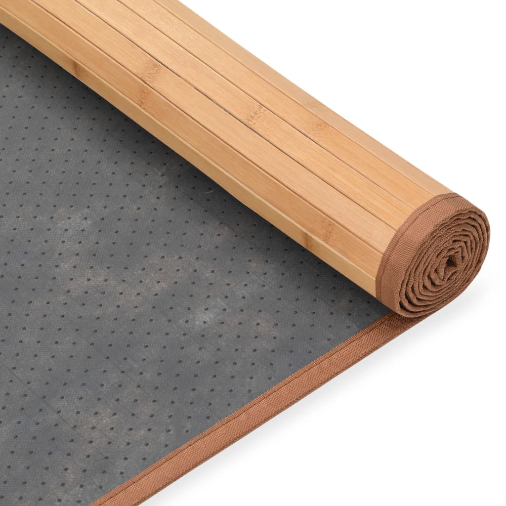 Bruin bamboe vloerkleed van 80x200 cm met antislip onderzijde voor woonkamer, hal of keuken