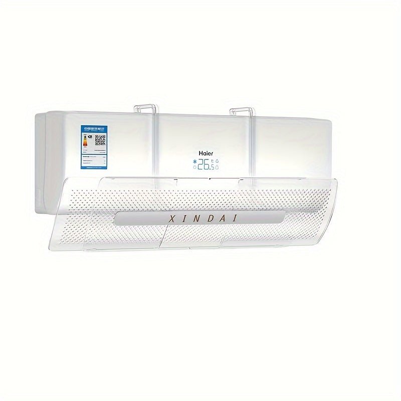 Transparant airconditioner windscherm met verstelbare luchtdeflector en telescopische bevestiging zonder boren