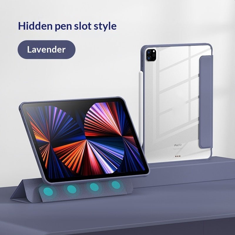 Transparante magnetische iPad beschermhoes met geïntegreerde Pencil houder voor diverse iPad modellen