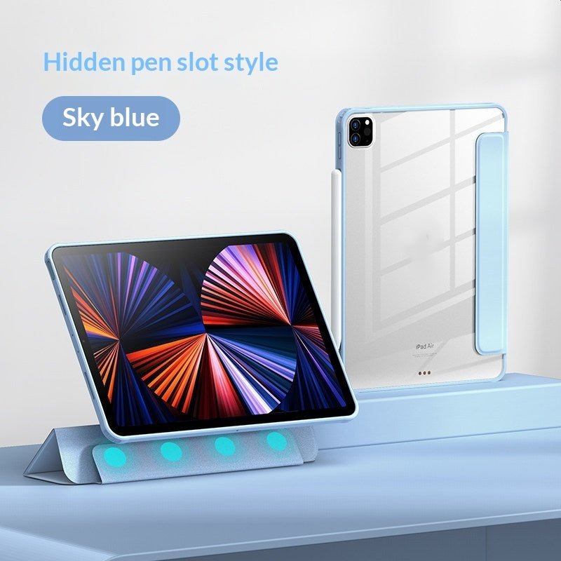 Transparante magnetische iPad beschermhoes met geïntegreerde Pencil houder voor diverse iPad modellen