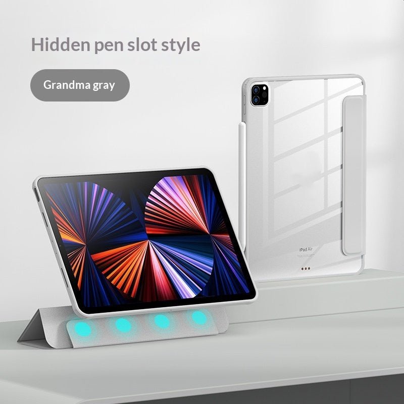 Transparante magnetische iPad beschermhoes met geïntegreerde Pencil houder voor diverse iPad modellen