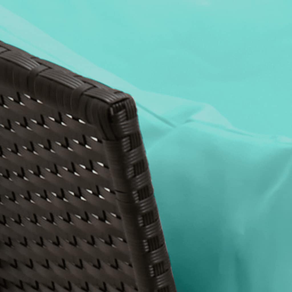 Zwarte modulaire PE-rattan tuinbank met turquoise kussens voor tuin of terras