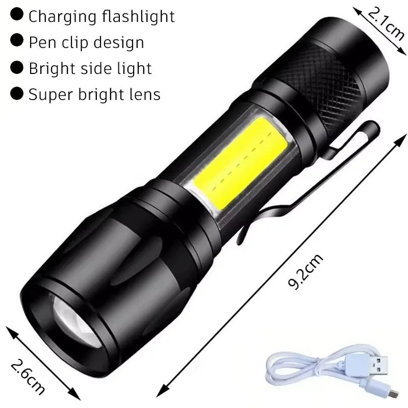 P50 LED zaklamp USB oplaadbaar met zoomfunctie en tactisch ontwerp