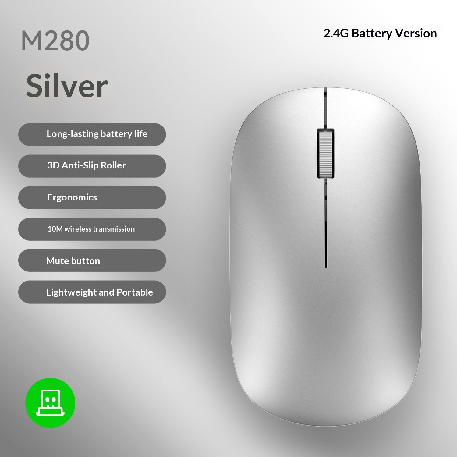 Ultra dunne Bluetooth draadloze muis met Dual-Mode Bluetooth en 2.4GHz USB-verbinding