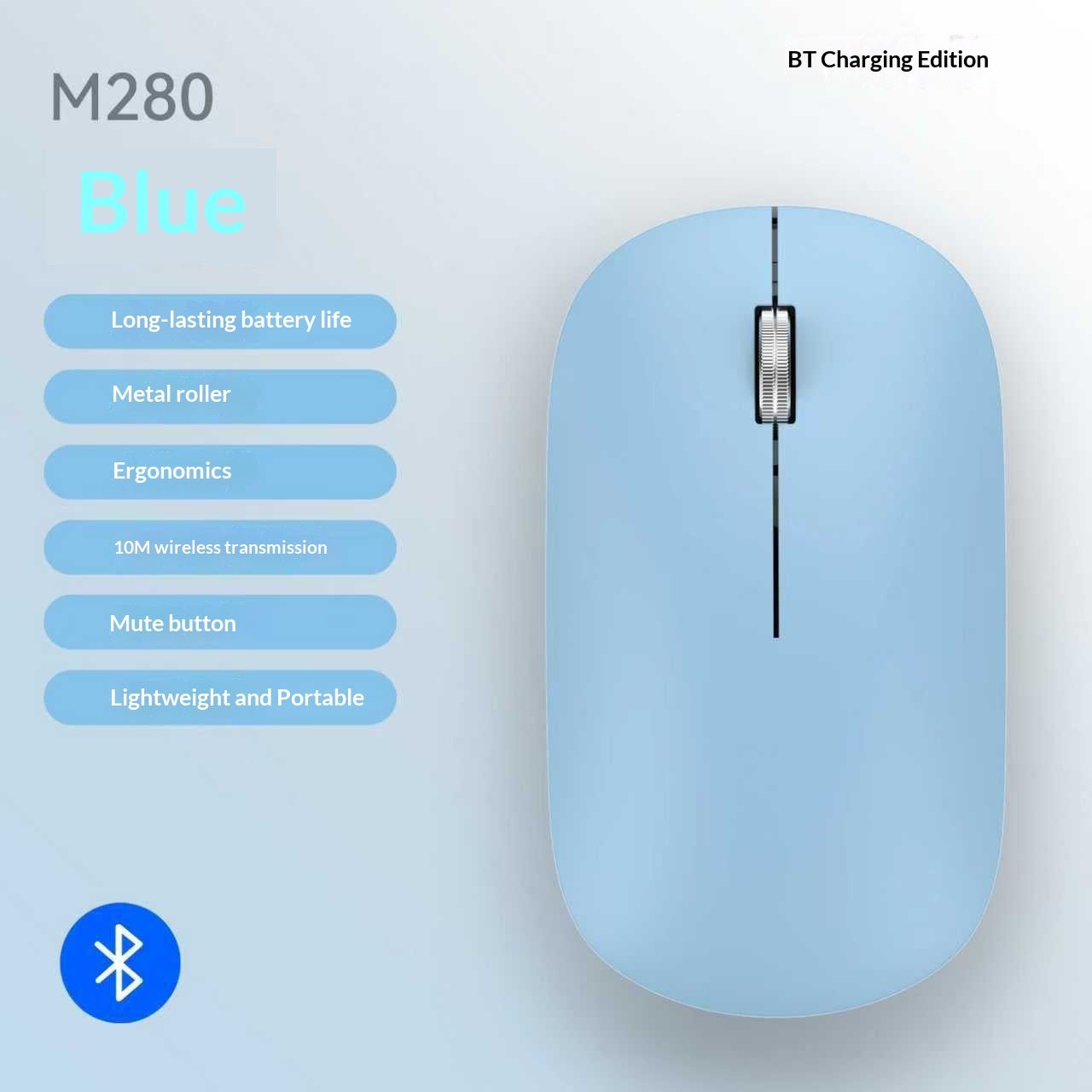 Ultra dunne Bluetooth draadloze muis met Dual-Mode Bluetooth en 2.4GHz USB-verbinding