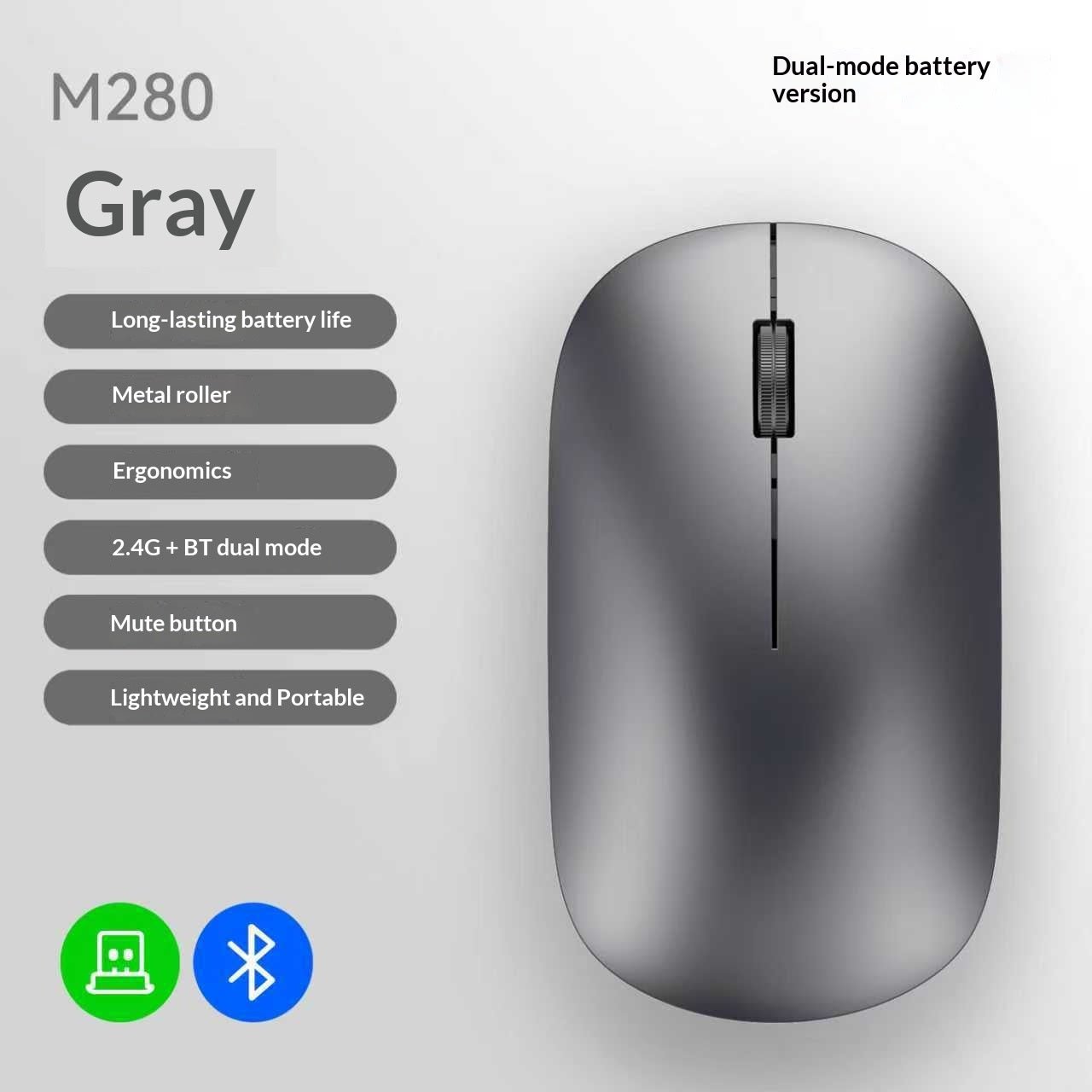 Ultra dunne Bluetooth draadloze muis met Dual-Mode Bluetooth en 2.4GHz USB-verbinding