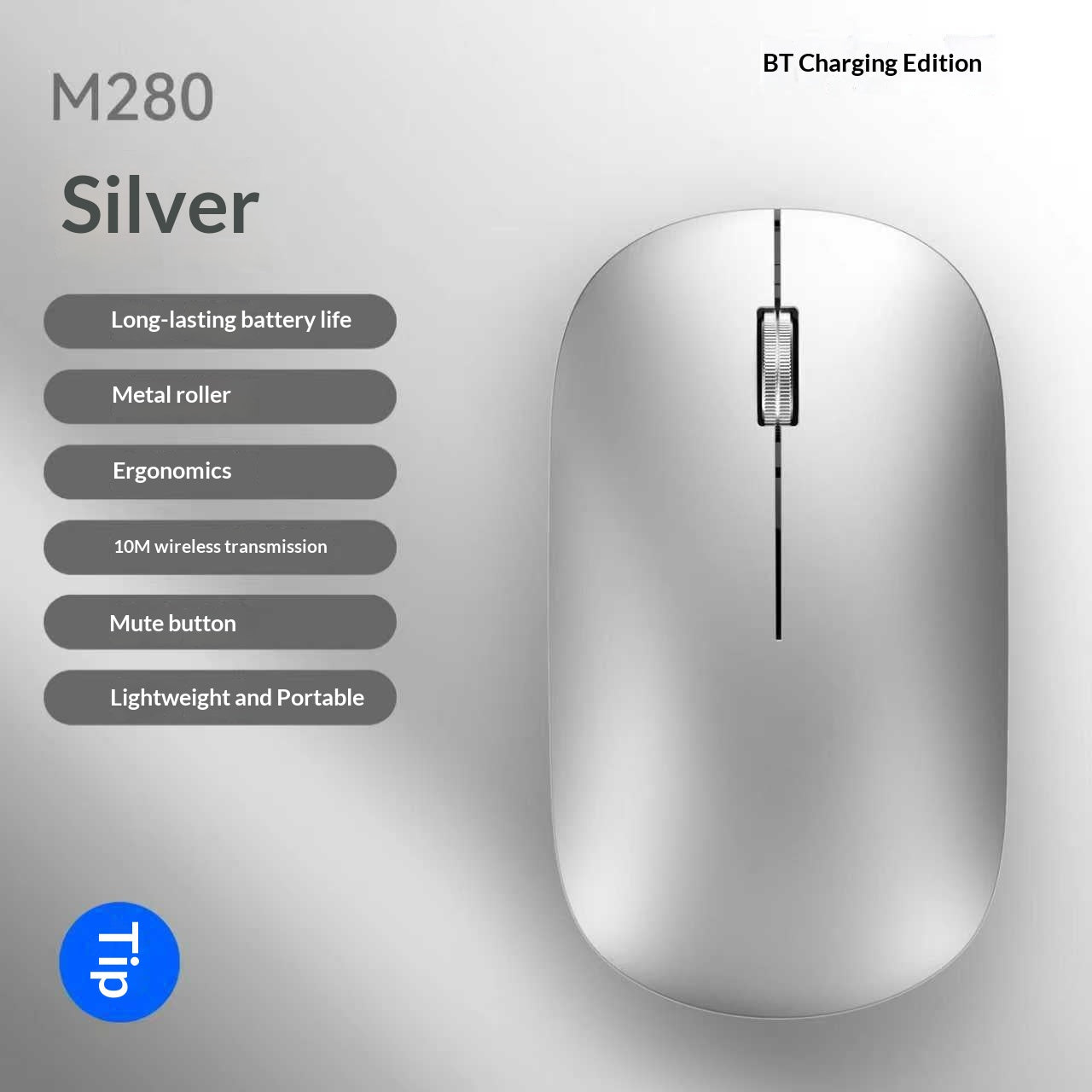 Ultra dunne Bluetooth draadloze muis met Dual-Mode Bluetooth en 2.4GHz USB-verbinding