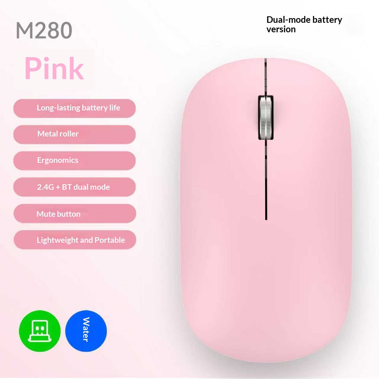 Ultra dunne Bluetooth draadloze muis met Dual-Mode Bluetooth en 2.4GHz USB-verbinding