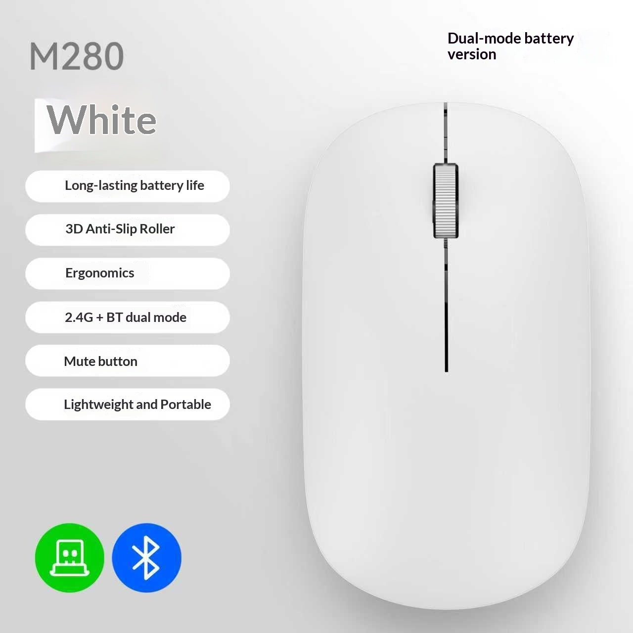 Ultra dunne Bluetooth draadloze muis met Dual-Mode Bluetooth en 2.4GHz USB-verbinding