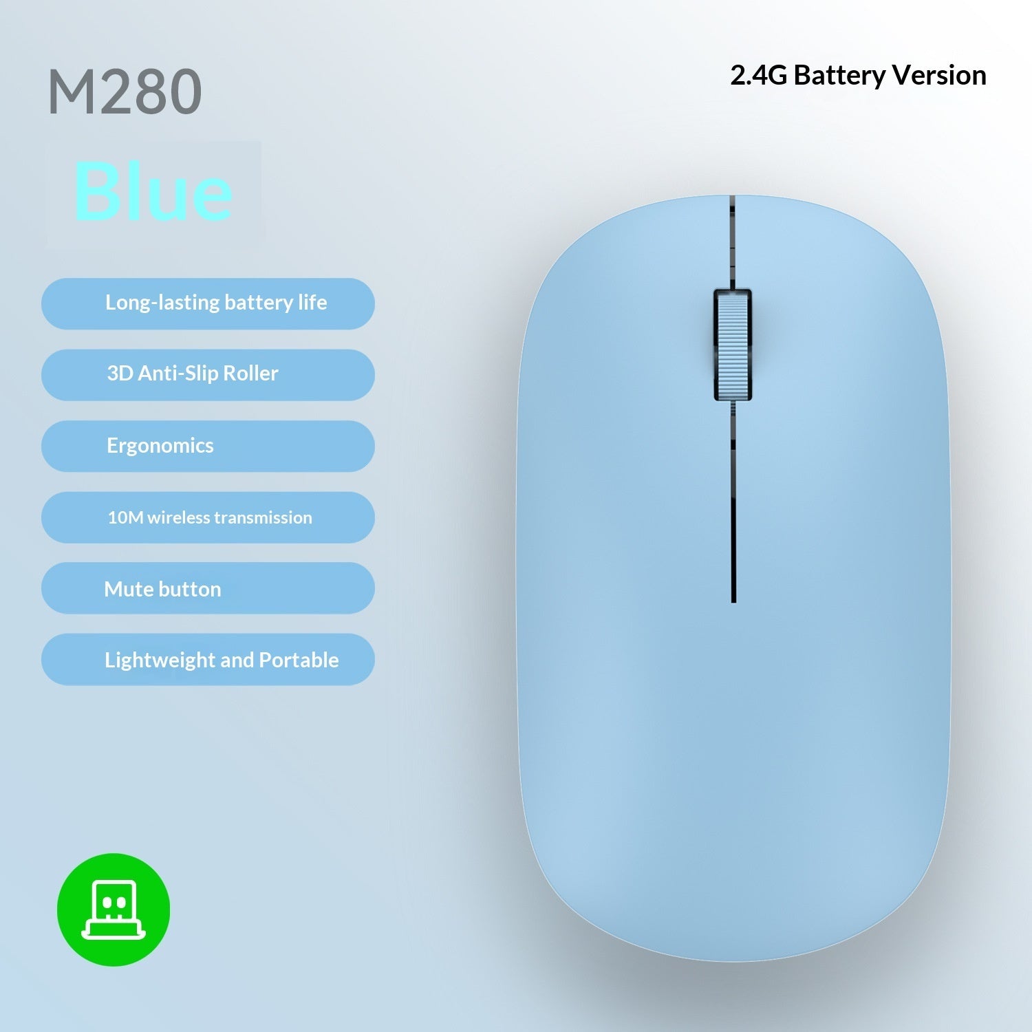 Ultra dunne Bluetooth draadloze muis met Dual-Mode Bluetooth en 2.4GHz USB-verbinding