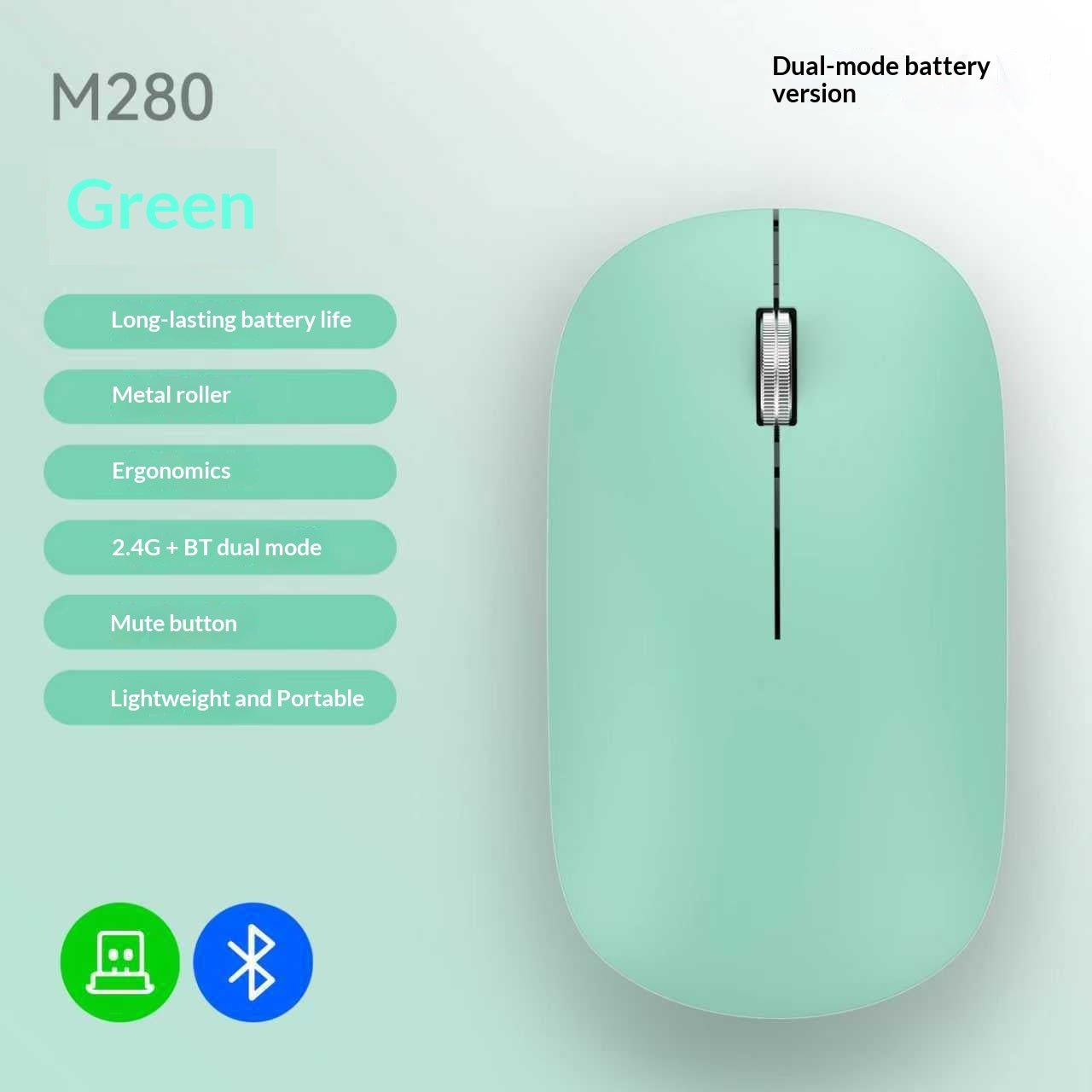 Ultra dunne Bluetooth draadloze muis met Dual-Mode Bluetooth en 2.4GHz USB-verbinding