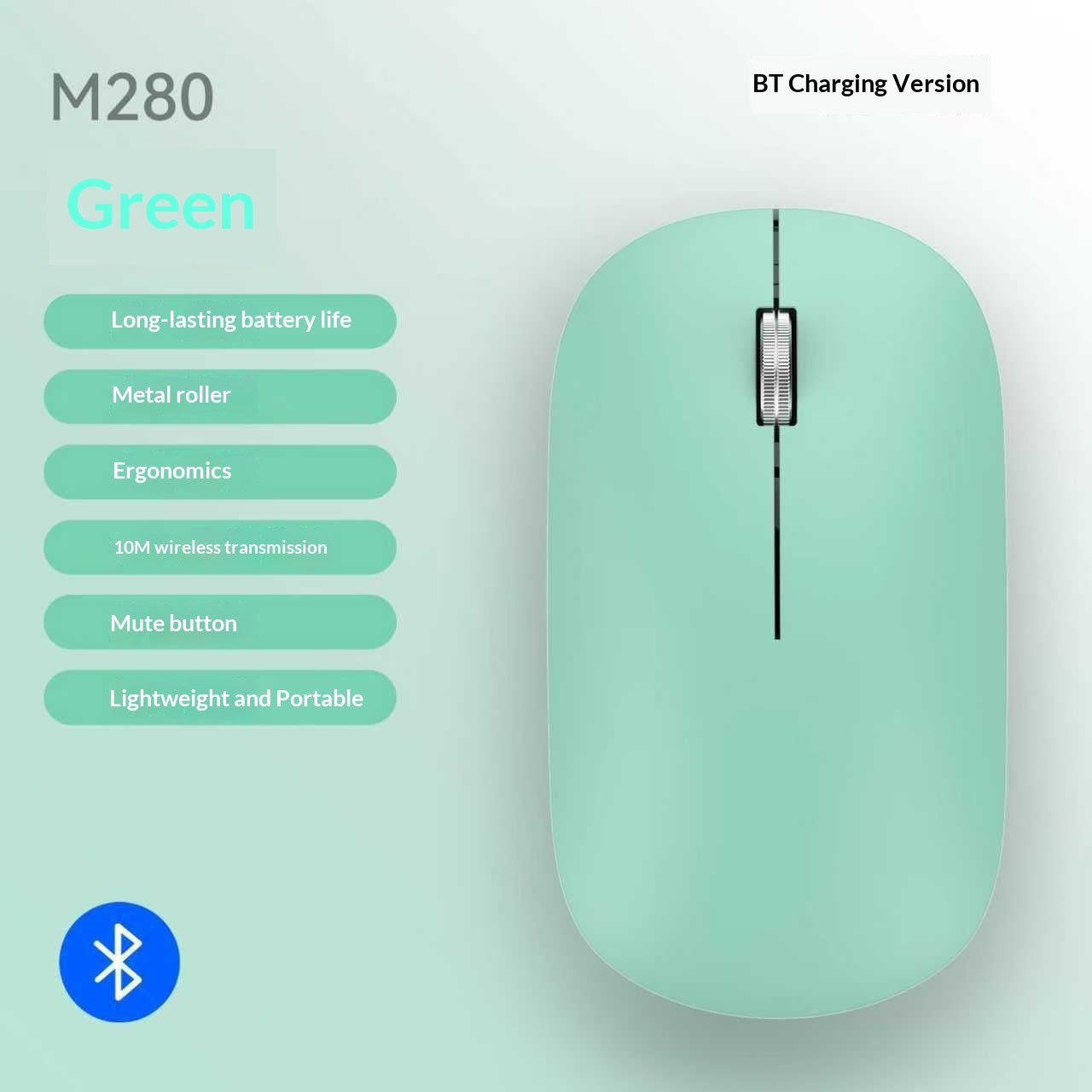 Ultra dunne Bluetooth draadloze muis met Dual-Mode Bluetooth en 2.4GHz USB-verbinding