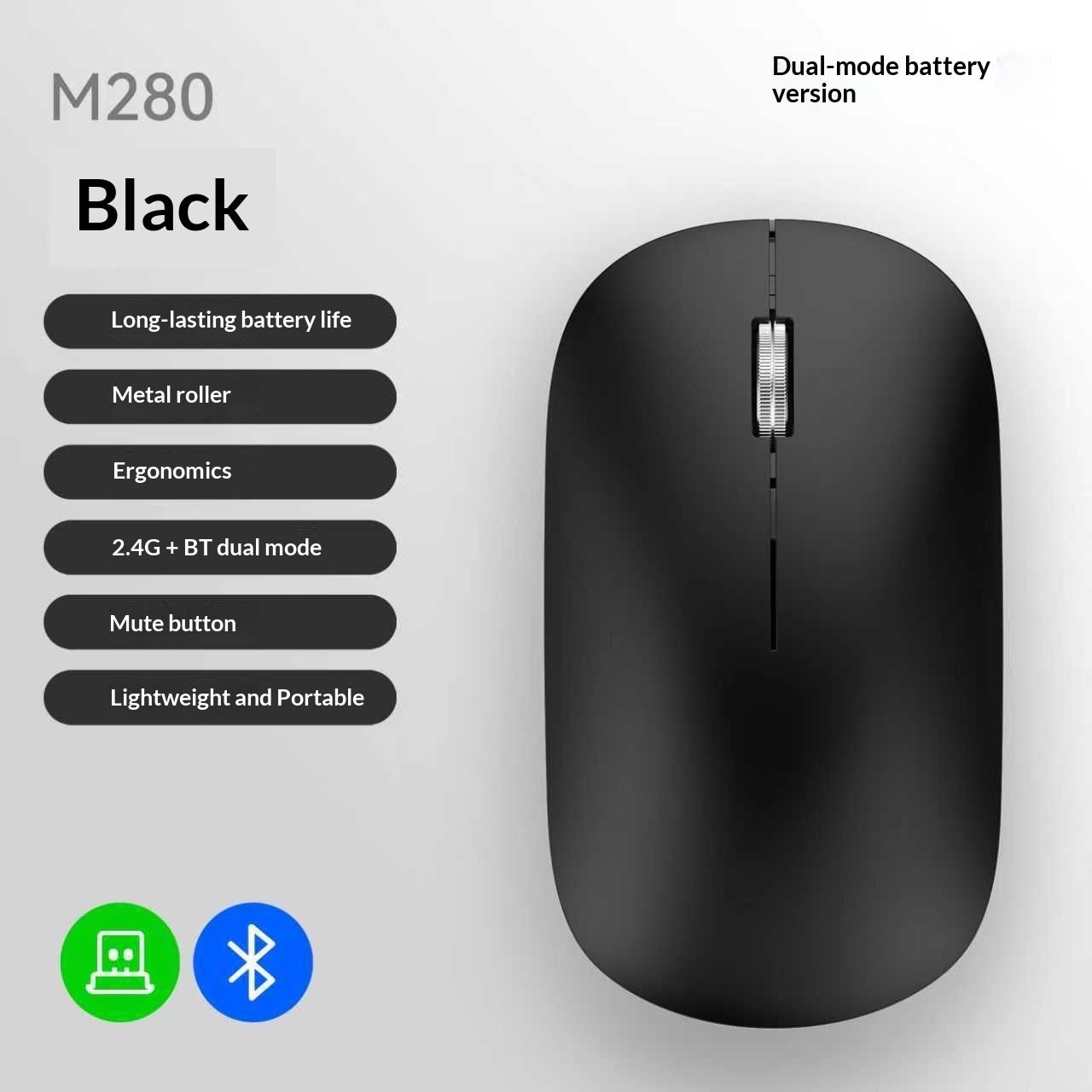 Ultra dunne Bluetooth draadloze muis met Dual-Mode Bluetooth en 2.4GHz USB-verbinding