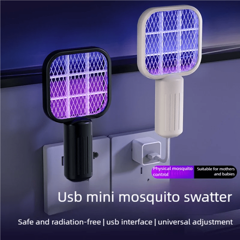 USB Oplaadbare Elektrische Vliegenmepper met UV Muggenlamp – Muggenracket voor Binnen & Buiten