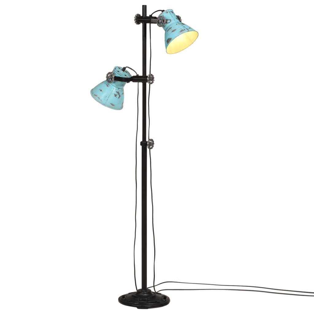 Industriële vloerlamp met twee verstelbare handgeschilderde metalen lampenkappen