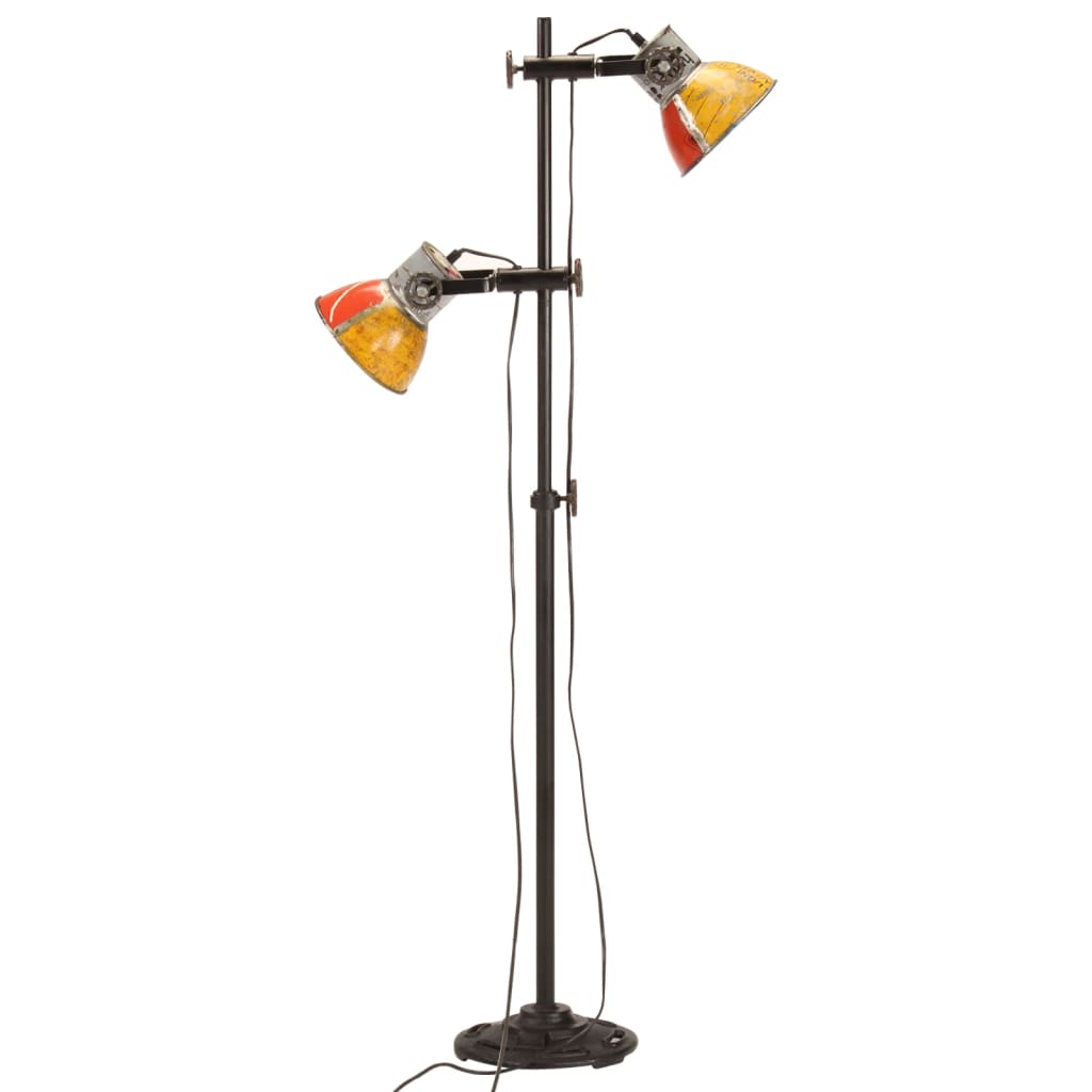 Industriële vloerlamp met twee verstelbare handgeschilderde metalen lampenkappen