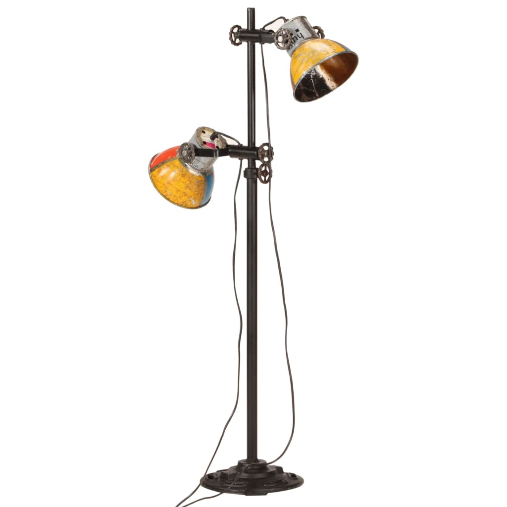 Industriële vloerlamp met twee verstelbare handgeschilderde metalen lampenkappen