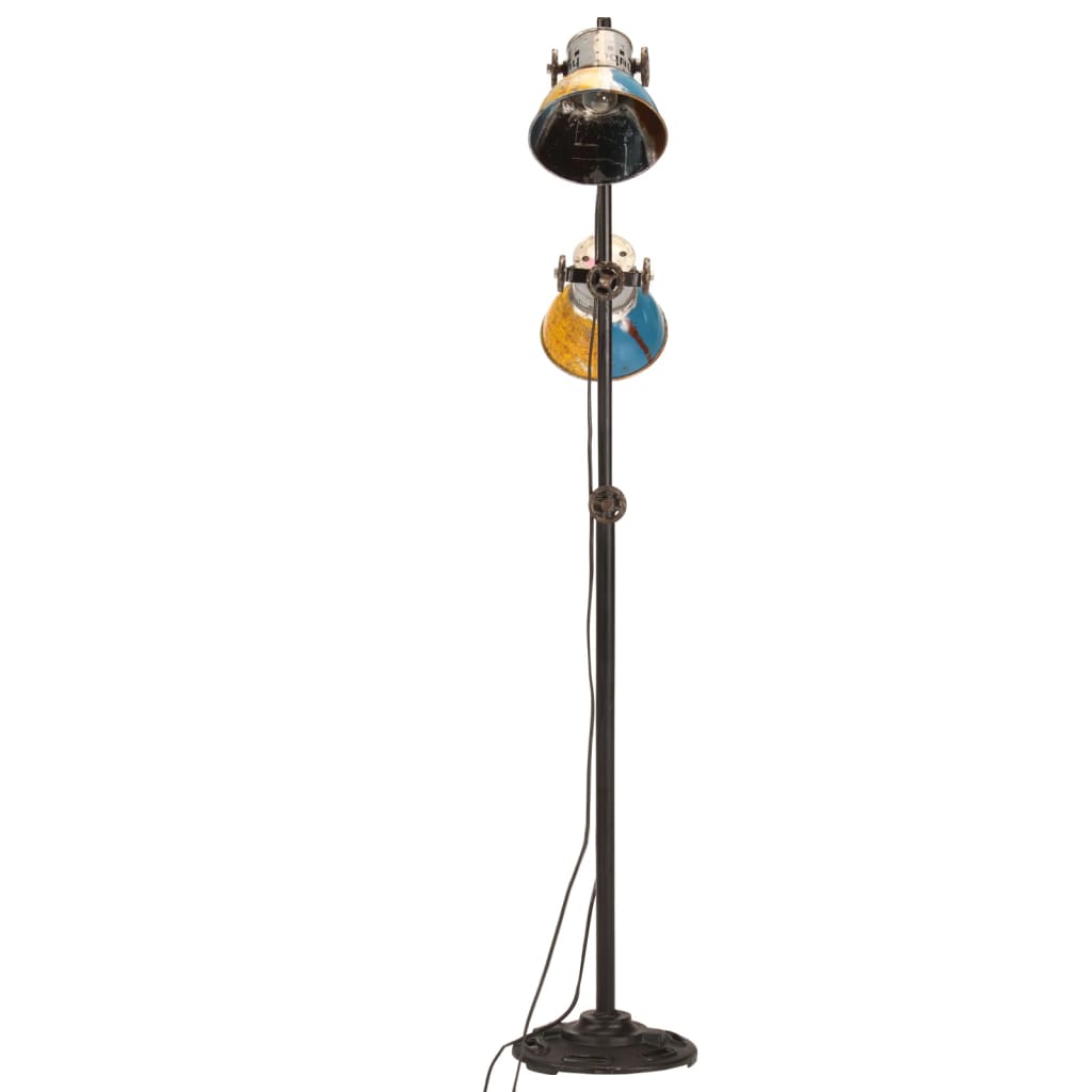 Industriële vloerlamp met twee verstelbare handgeschilderde metalen lampenkappen