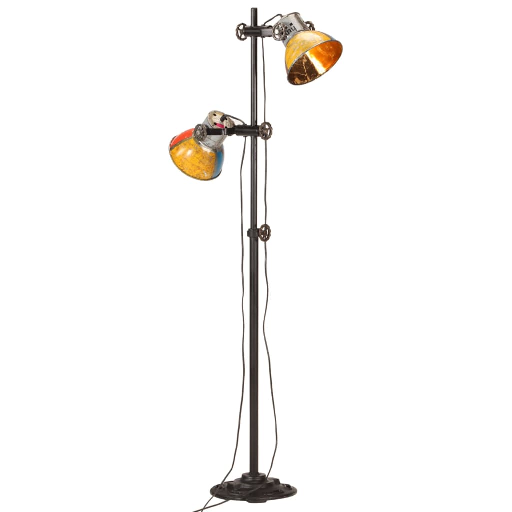 Industriële vloerlamp met twee verstelbare handgeschilderde metalen lampenkappen