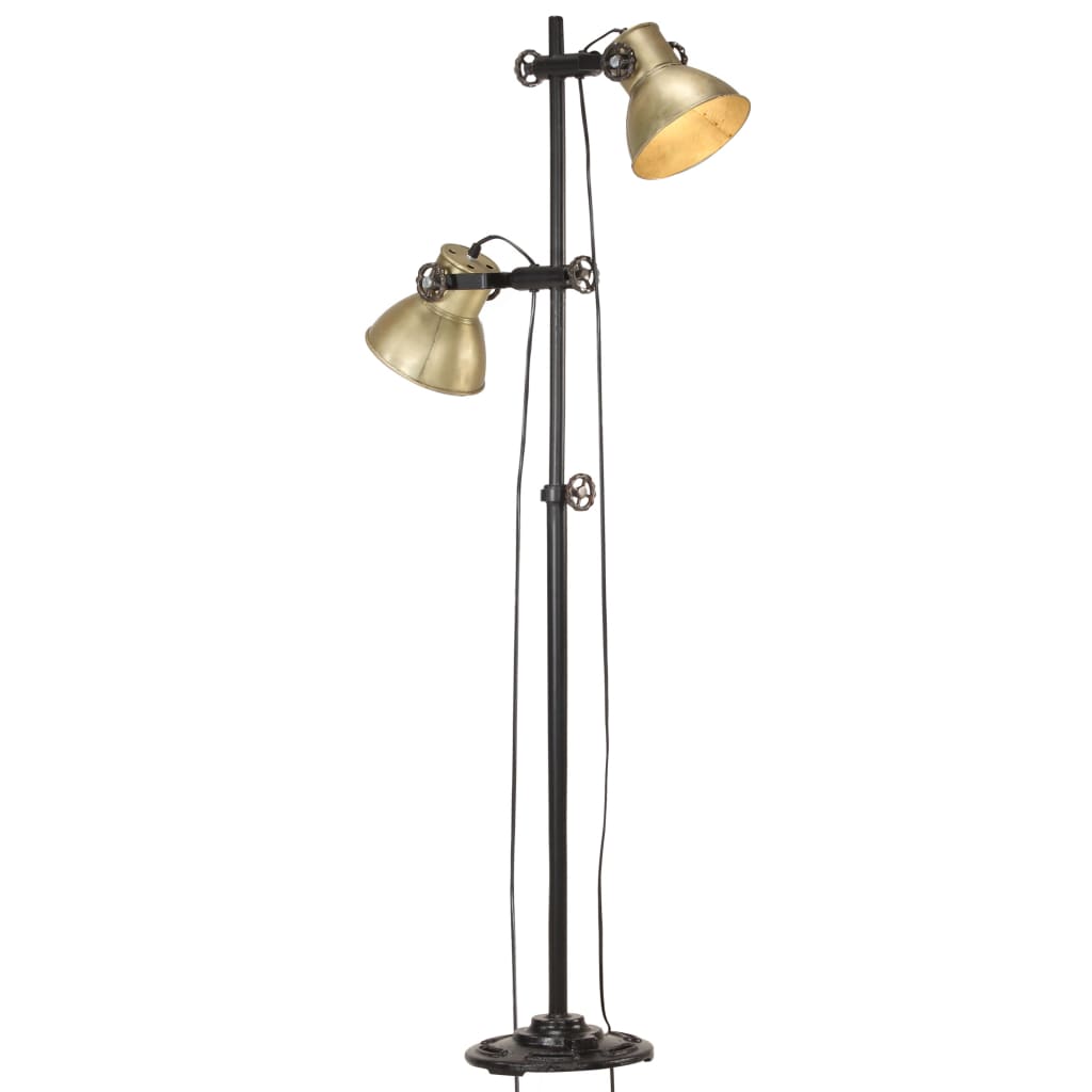 Industriële vloerlamp met twee verstelbare handgeschilderde metalen lampenkappen