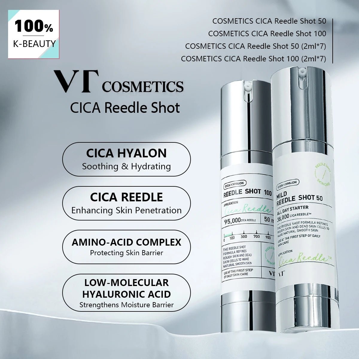 VT COSMETICS CICA Reedle Shot,Multi-Size Options,Centella Asiatica,Intense Hydration,Korean Skincare,K-Beauty,Korean Makeup - Spotlights shopping