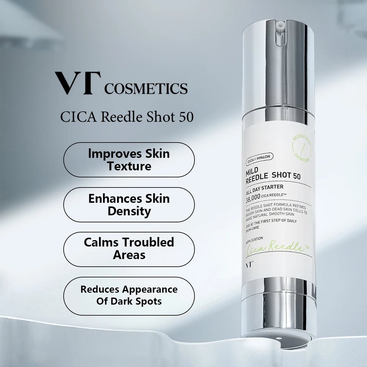 VT COSMETICS CICA Reedle Shot,Multi-Size Options,Centella Asiatica,Intense Hydration,Korean Skincare,K-Beauty,Korean Makeup - Spotlights shopping