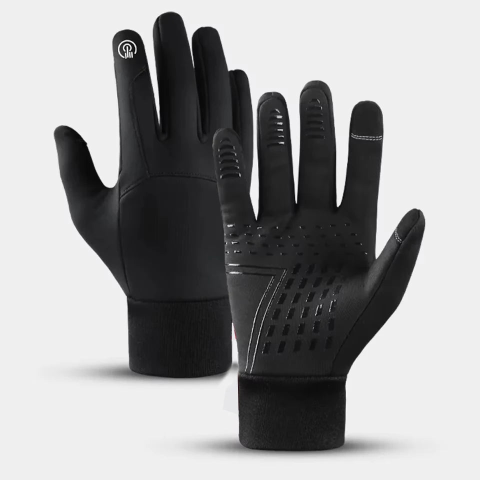 Warme zwarte fietshandschoenen met touchscreen