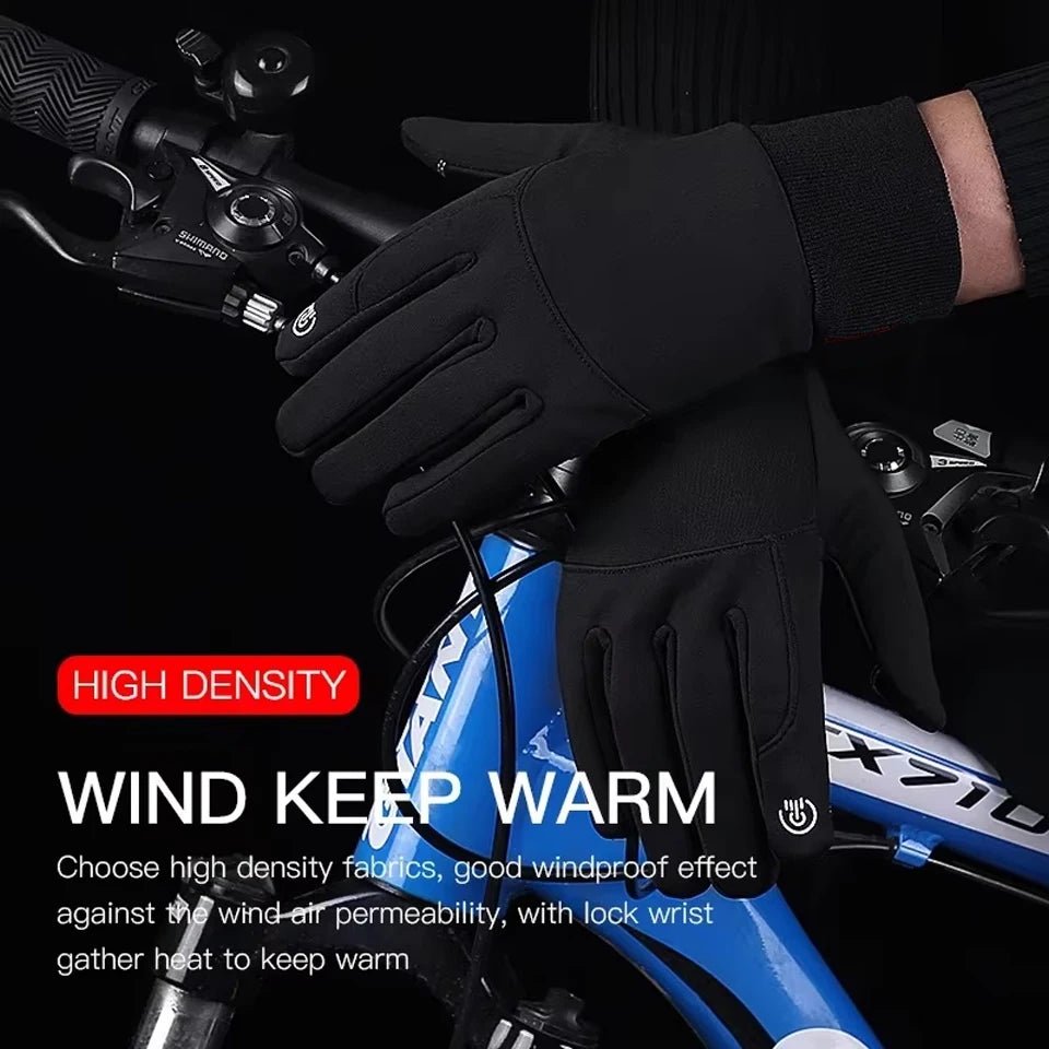 Warme zwarte fietshandschoenen met touchscreen