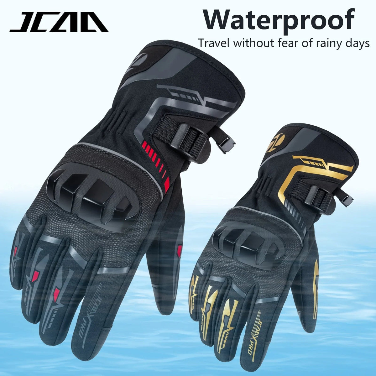 Waterdichte winter motorhandschoenen met touchscreen en knokkelbescherming
