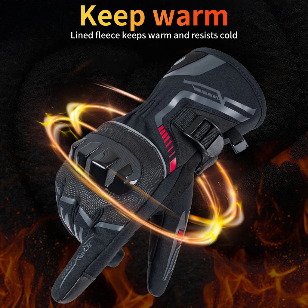 Waterdichte winter motorhandschoenen met touchscreen en knokkelbescherming