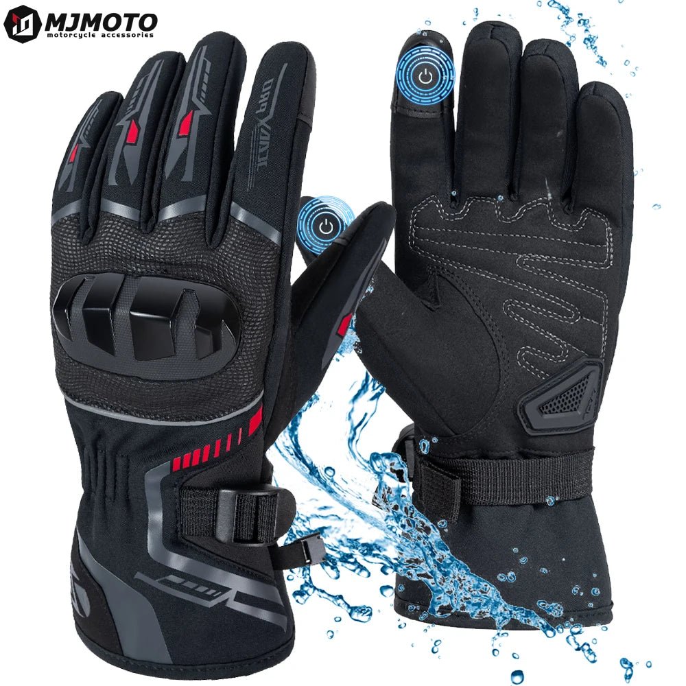 Waterdichte winter motorhandschoenen met touchscreen en knokkelbescherming