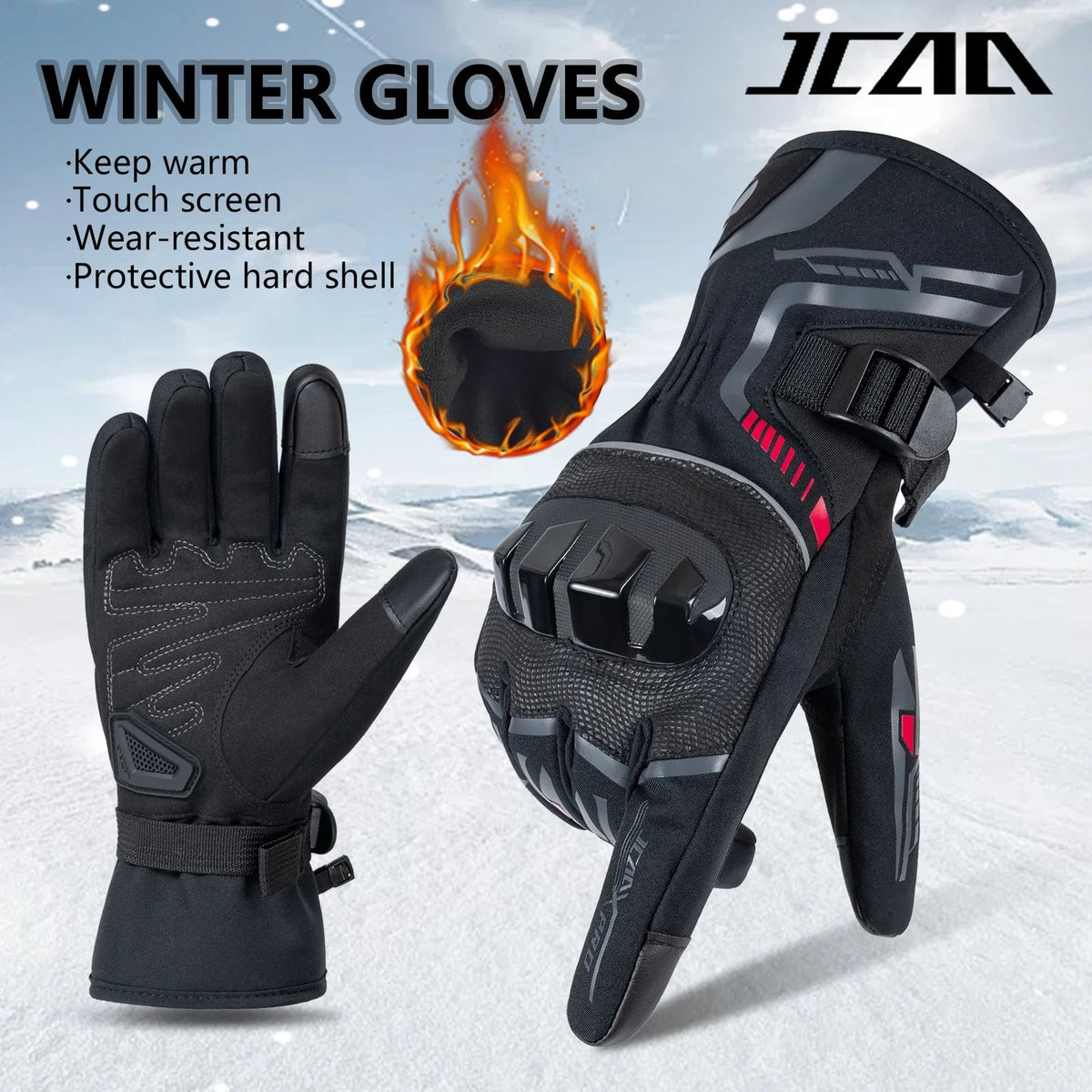 Waterdichte winter motorhandschoenen met touchscreen en knokkelbescherming