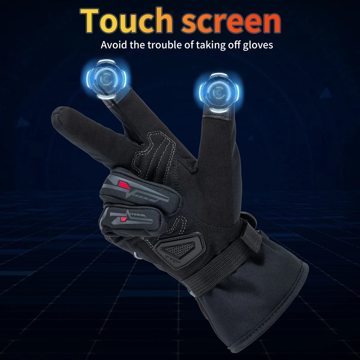 Waterdichte winter motorhandschoenen met touchscreen en knokkelbescherming