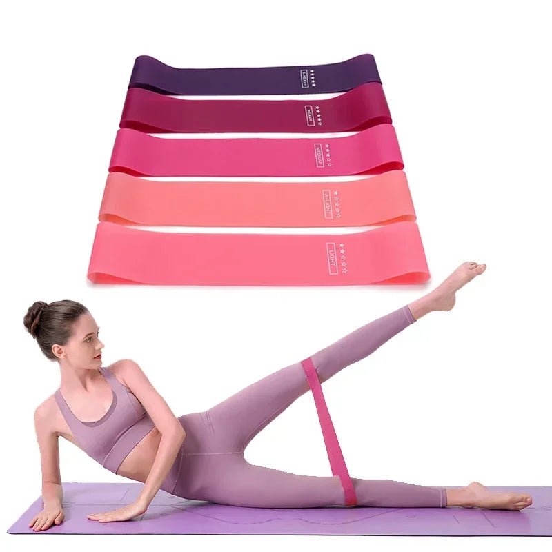 Weerstandsband set met vijf fitness elastieken en opbergzak voor krachttraining en yoga