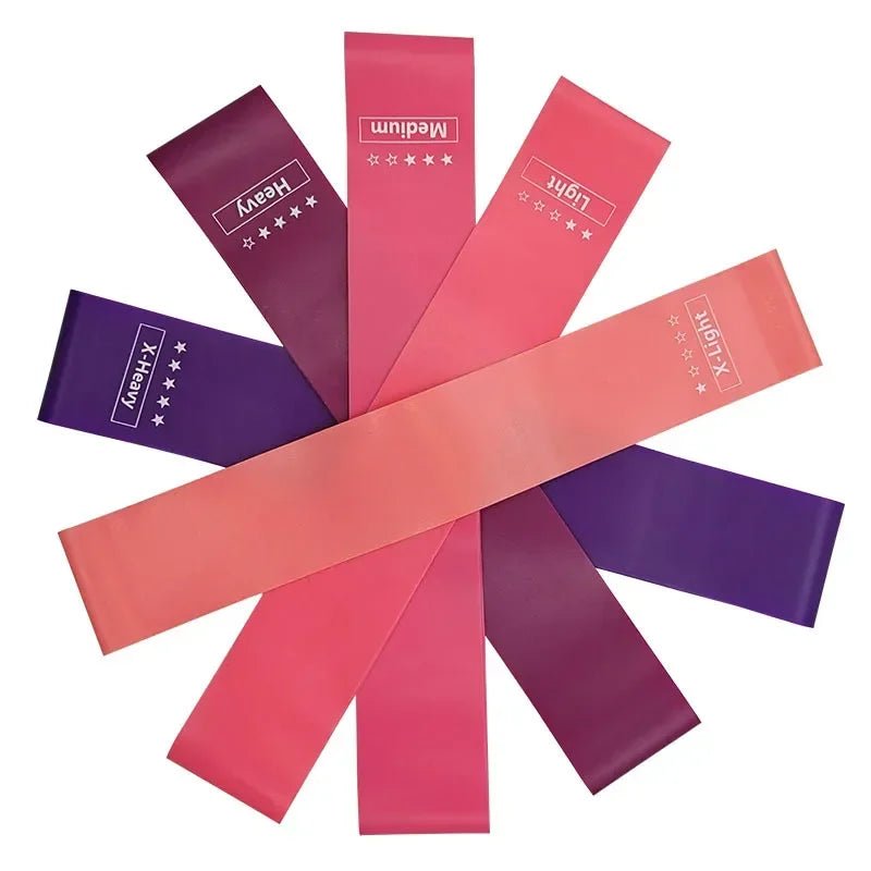 Weerstandsband set met vijf fitness elastieken en opbergzak voor krachttraining en yoga