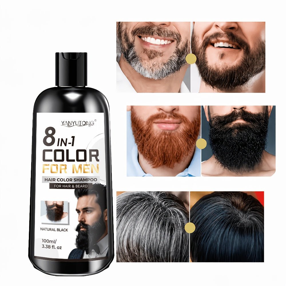 Zwarte Haarverfshampoo 8-in-1 – Voor Haar en Baard, Grijsdekking - Spotlights shopping