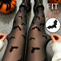 Zwarte vleermuis panty voor dames voor Halloween