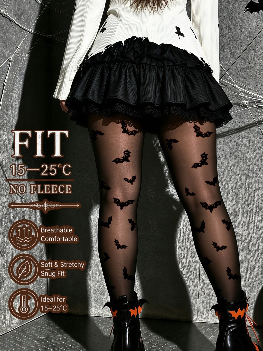 Zwarte vleermuis panty voor dames voor Halloween